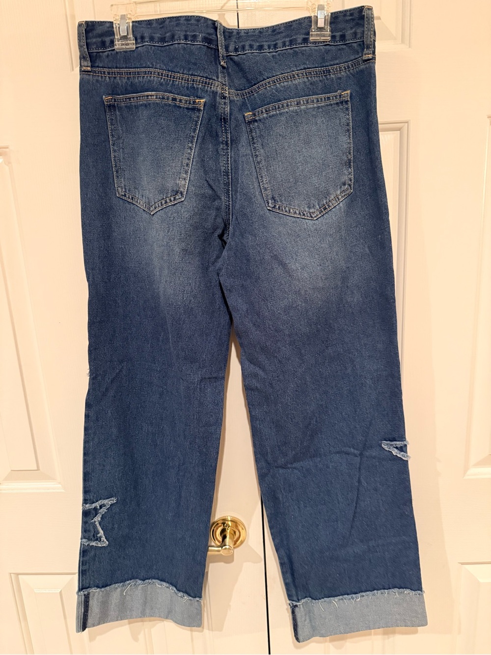 Ashley Mason Dark Blue Straight-Leg Jeans with Frayed Star Appliqués - Picture 11 of 11